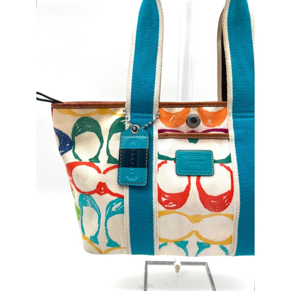 Coach Vintage Y2K Hampton Scribble Signature Tote Bag, Rainbow Multicolor - Picture 3 of 13